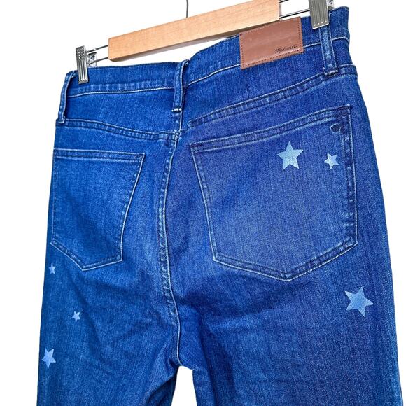 Madewell Cali Demi-Boot Jeans Star Mini Flare High Rise Cropped Jeans Blue 28 - Picture 6 of 16